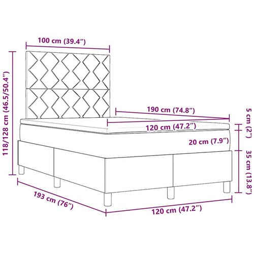 VidaXL Krevet s podnožjem s madracem i LED svjetlom svijetlo sivo 120x190 cm Slike