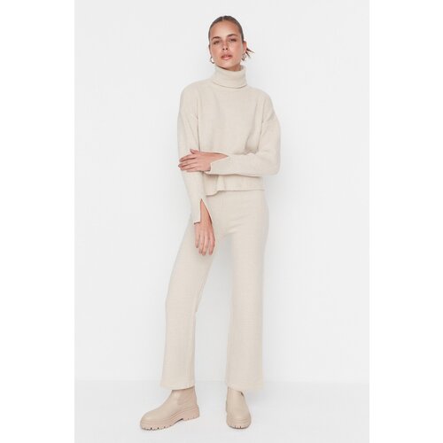 Trendyol Stone Soft-textured Basic Top and Bottom Set, Knitwear with Pants Slike