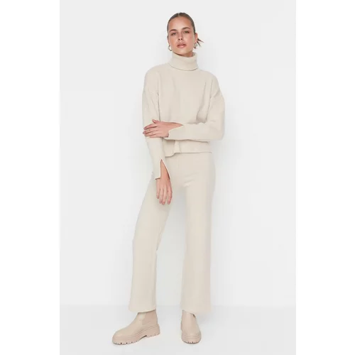 Trendyol Stone Soft-textured Basic Top and Bottom Set, Knitwear with Pants