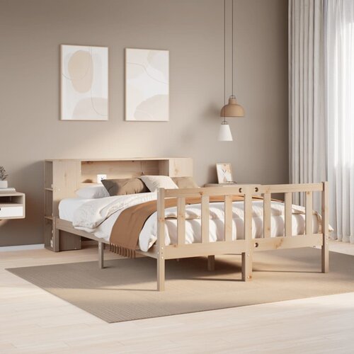 VidaXL Knjižna postelja brez vzmetnice 150x200 cm trdna borovina Slike