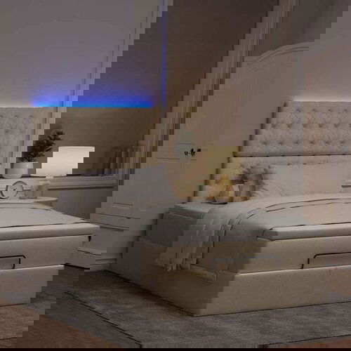 vidaXL Otomanski okvir kreveta s madraca krem 120x200cm od tkanine Cijene