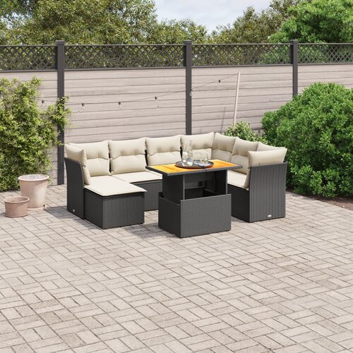 vidaXL 8-dijelni set vrtnih sofa od poliratana s jastucima crni Cijene