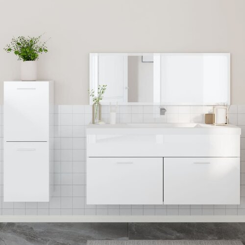  The Living Store Kopalniška garnitura 3-delna visok sijaj bela inženirski les - Komplet Kopalniškega Pohištva, (21477172) Cene
