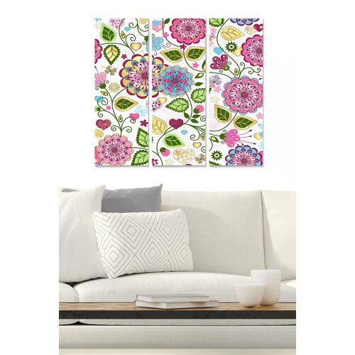 Wallity MDF15599929 multicolor decorative mdf painting (3 pieces) Cene