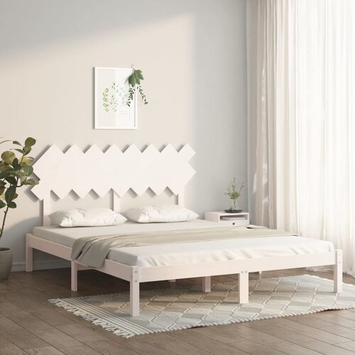 VidaXL Posteljni okvir bel 160x200 cm iz trdnega lesa Slike