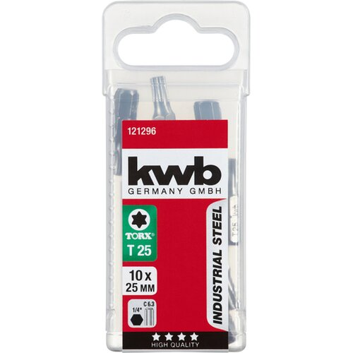 KWB bit T25 25mm Ind. Čelik - 10 kom Torx 1/4&amp;quot; C 6.3 prihvat - TQ 60 Slike