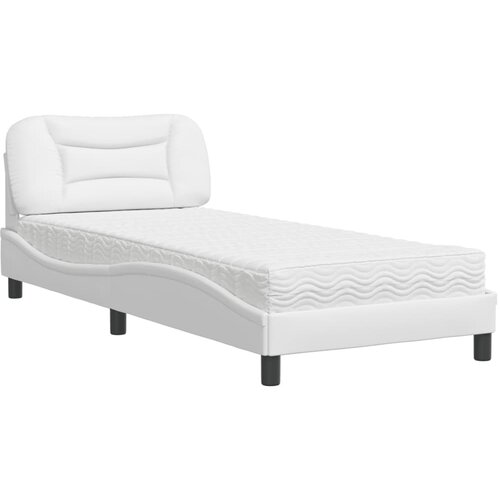VidaXL Postelja z vzmetnico bela 80x200 cm umetno usnje, (21166016) Slike
