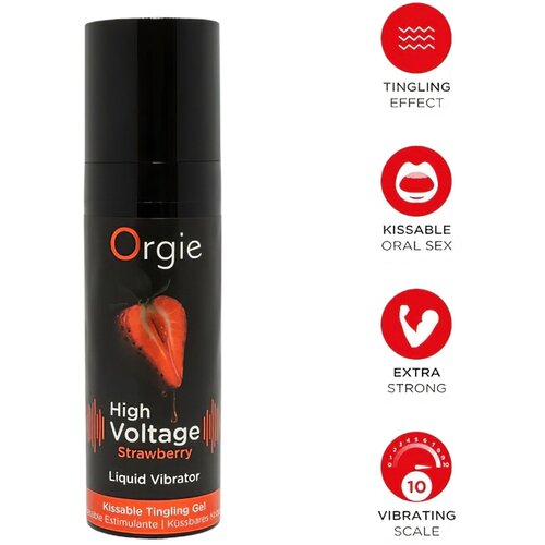 Orgie High Voltage Liquid Vibrator Strawberry 15ml Slike