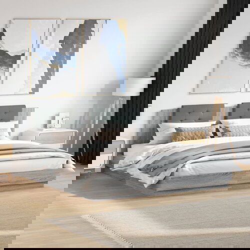 Furnova Posteljni okvir z vzglavjem siva sonoma 200x200 cm inž. les, (21940563) Slike