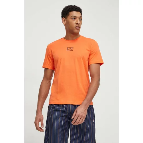 Ea7 Emporio Armani Pamučna majica za muškarce, boja: narančasta, bez uzorka