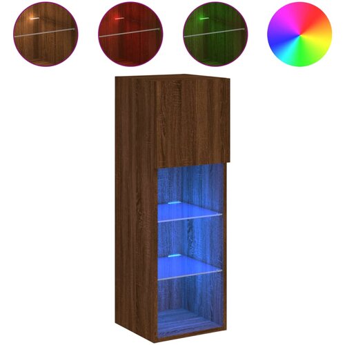 Maison Chic TV omarica - TV stojalo - Televizijska omarica z LED lučkami rjav hrast 30,5x30x90 cm, (21700748) Slike