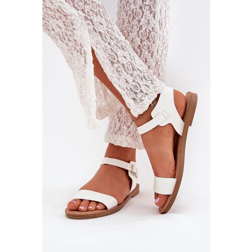 Boto Women's sandals on flat heel eco leather white Kivara Cene