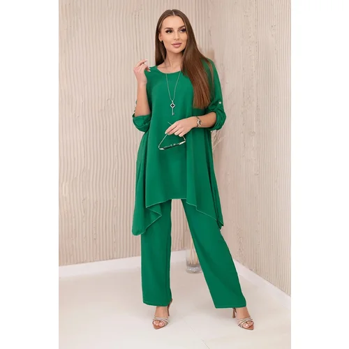 Kesi Set blouse + trousers with pendant green