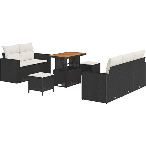  Sjedeća garnitura za vrt 8 kom. 5-Broj sjedala Crna i Krema 90 x 55 x 71 cm Slike