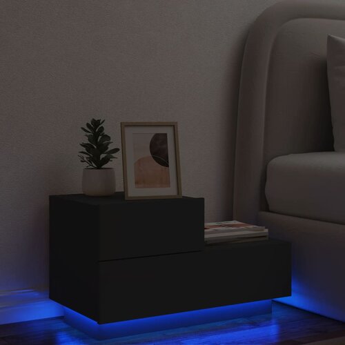  The Living Store Nočna omarica z LED lučkami črna 70x36x40,5 cm - Nočna Omarica, (21457213) Cene