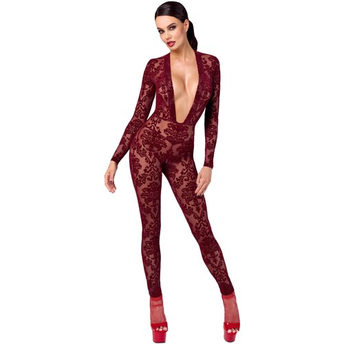 Noir Handmade F382 Kink Royal Catsuit Burgundy L Cene