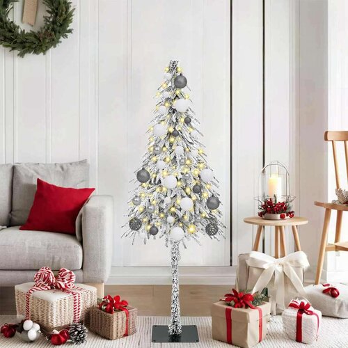 vidaXL Božično drevo med 150 LED z stojalom Bela 120 cm PE in jeklo Cene