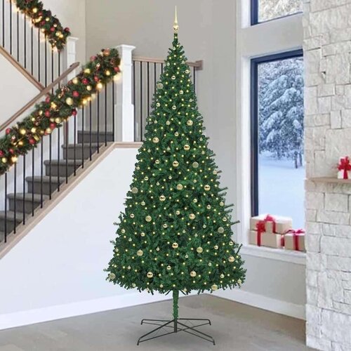 vidaXL Božično drevo z dekorativnimi lučmi Zelena 400 cm PVC Cene