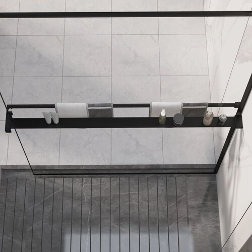The Living Store Stenska polica za tuš kabino črna 118 cm aluminij - Polica Za Prho, (21487610) Cene