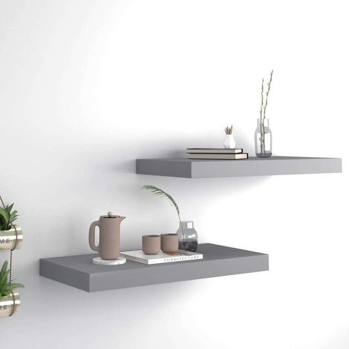 vidaXL Stenske police 2 kosa sive 50x23x3,8 cm MDF Cene