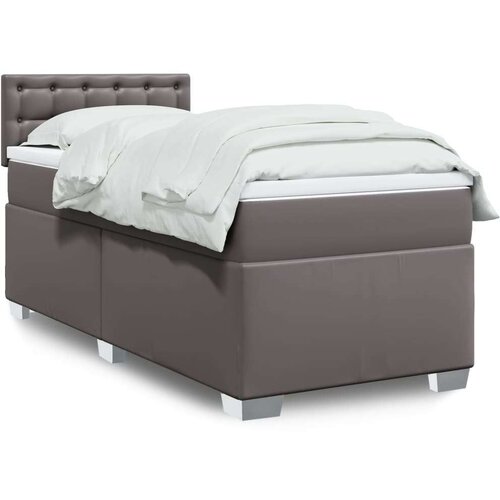 vidaXL Box spring postelja z vzmetnico siva 100x200 cm umetno usnje, (21321281) Cene