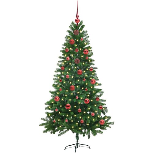 VidaXL Božićno drvce s 150 LED svjetlima s stalakom Zelena 150 cm PE Slike