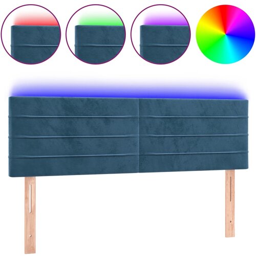 Maison Chic led posteljno vzglavje - vzglavna omarica - nočna omarica temno modro 144x5x78/88 cm žamet, (21710420) Cene