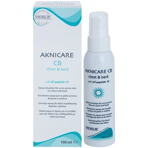 Synchroline Aknicare CB emulzija v pr&amp;scaron;ilu za zmanj&amp;scaron;evanje aken na prsih in hrbtu 100 ml Slike