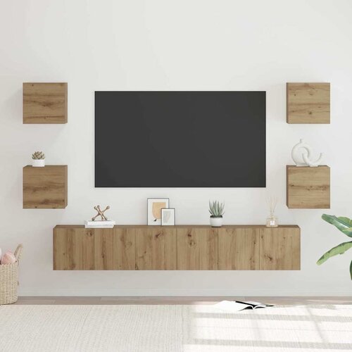 VidaXL Set TV komoda Zidne Ostalo s pohranom s vratima 7 pcs hrast artisan 60 x 30 x 30 cm Slike