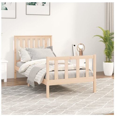 VidaXL Posteljni okvir z vzglavjem 100x200 cm trdna borovina Slike