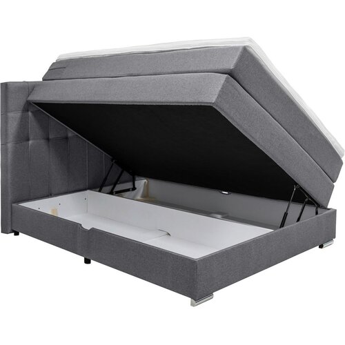 CARRYHOME POSTELJA BOXSPRING 140 cm x 200 cm , tekstil siva Slike
