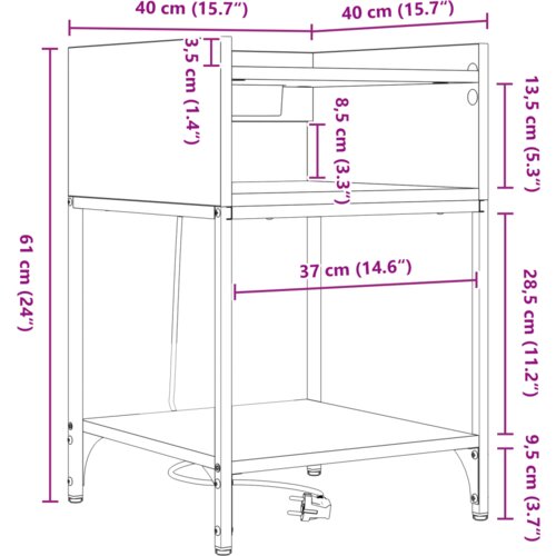  Noćni ormar Crni hrast 40 x 40 x 61 cm Konstruirano drvo Slike