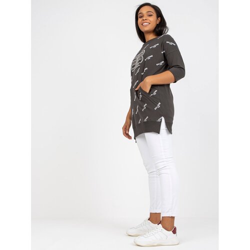 Fashion Hunters Khaki plus size blouse with an application Slike