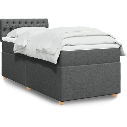 VidaXL Box spring postelja z vzmetnico temno siva 80x200 cm blago Slike