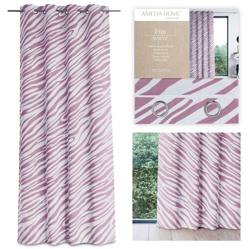  Curtain FUN color pink printed theme animal style tropical silver silver metal eyelets velvet 140x250 AmeliaHome Cijene