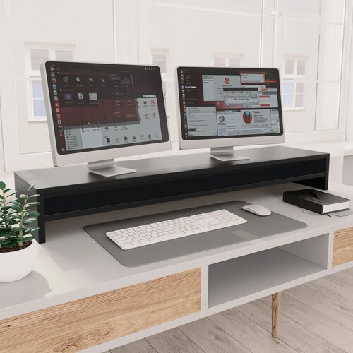 VidaXL Stalak za monitor crni 100 x 24 x 13 cm od iverice Slike
