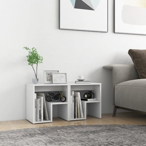 VidaXL Nočna omarica 2 kosa bela 40x30x40 cm iverna plo&amp;scaron;ča, (20732329) Slike
