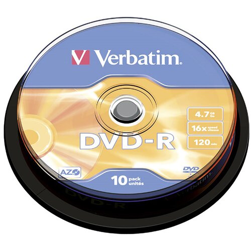 Verbatim MEDIJI ZA SNIMANJE DVD -R -R 4,7/120 16x SPINDL MAT SILVER PK10 43523 Slike