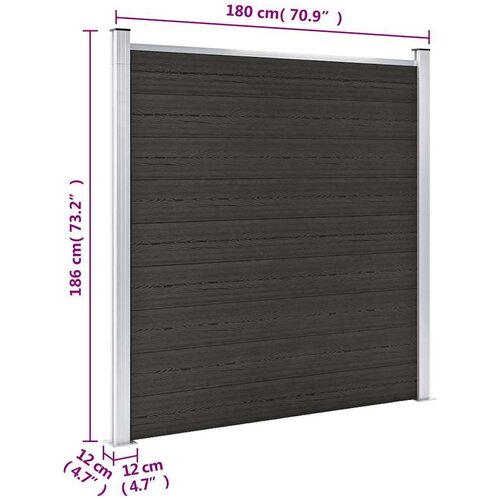 VidaXL panel za ogradu WPC 180 x 186 cm crni Slike