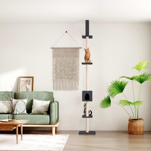 VidaXL Mačje drevo od tal do stropa temno sivo 250,5-276,5 cm Slike