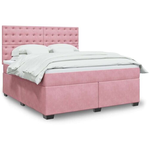 vidaXL Box spring postelja z vzmetnico roza 180x200 cm žamet Cene