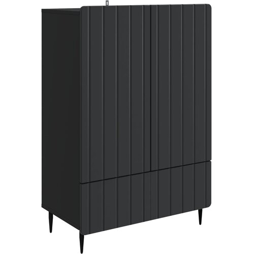 vidaXL Strani šal s predalom Črna 66 x 34,5 x 97 cm Inženirski les, (5000217332) Cene