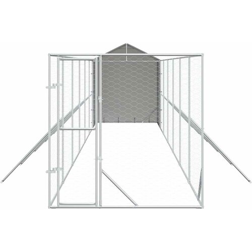  kavez za pse s krovom srebrni 2x14x2,5m pocinčani čelik Slike