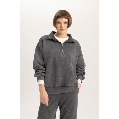 Defacto Relax Fit Polo Neck Half Zipper Sweatshirt Cene