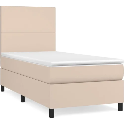 vidaXL Box spring postelja z vzmetnico kapučino 80x200 cm umetno usnje, (20930262)