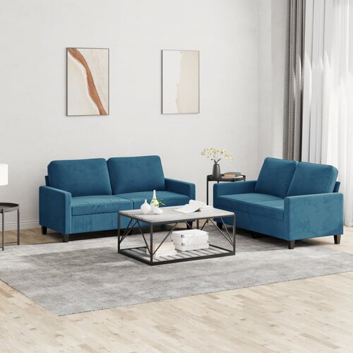 vidaXL 2-dijelni set sofa s jastucima plavi baršunasti Cijene