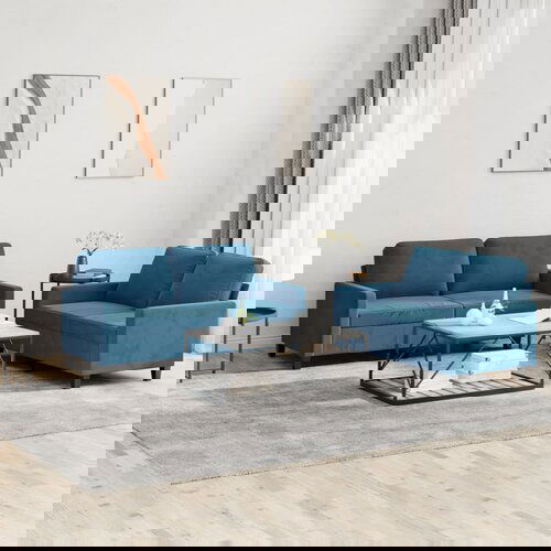 VidaXL 2-dijelni set sofa s jastucima plavi bar&amp;scaron;unasti Slike