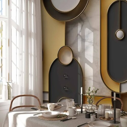 Foto tapeta - Gold-marble Geometric Pattern 300x210 Vodootporna Slike