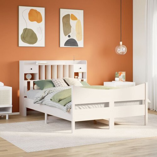 Furnova Posteljni okvir brez vzmetnice bel 160x200 cm trdna borovina, (21931106) Slike