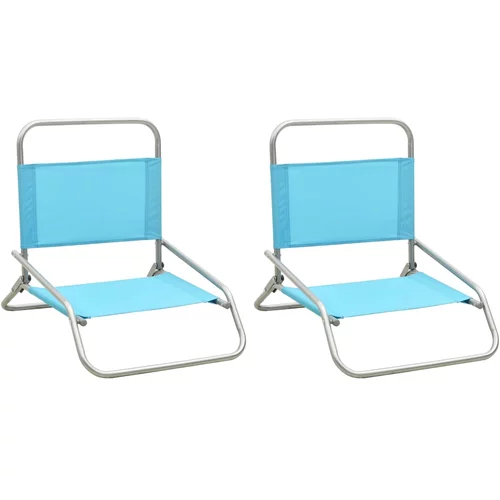 vidaXL Zložljivi stoli za na plažo 2 kosa turkizno blago, (20658557)